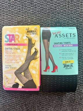 ASSETS by Sara Blakely Black Patterned & Textured Shaping Tights - Black